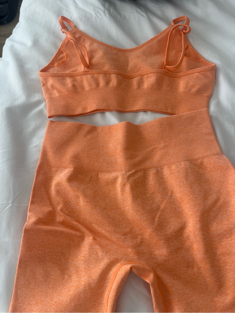 Amazon Orange Ribbed Seamless Sports Bra & High-Waist Leggings Set